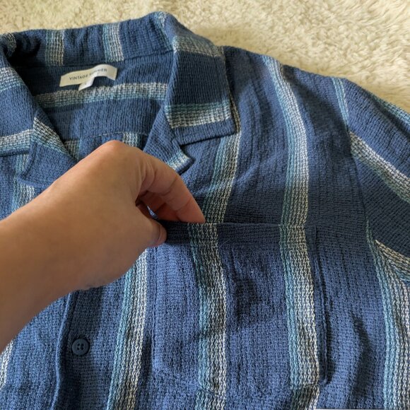 Men's Vintage Summer Set Blue Stripes Brand New NWT Buttons Pockets Drawstrings - Picture 11 of 12